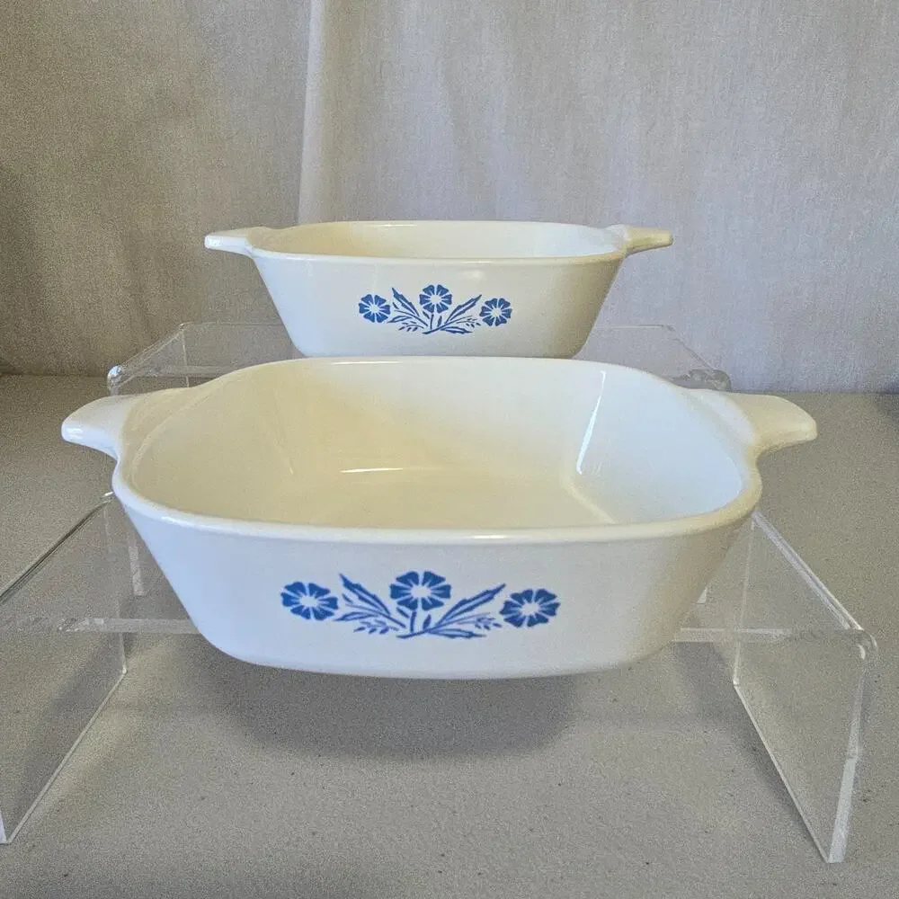 VTG Corning Ware P-41 Petite Pans 2 Blue Cornflower Mini USA Set Of 2